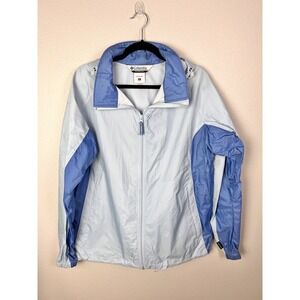 Columbia Women's Blue Full Zip Hooded Windbreaker Jacket Size XL Packable